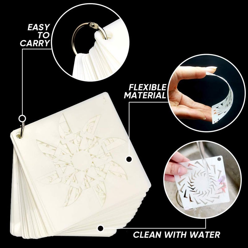 CH HAICHENG 36 PCS Reusable Mandala Stencils for Painting Rocks Wood Canvas Fabric Glass Pottery Art Projects - Image 4